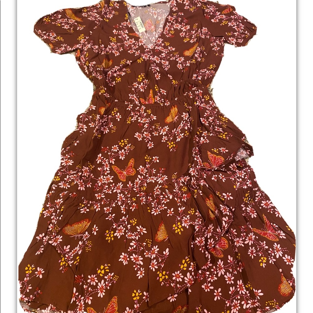 SOLD- Madewell ruffle wrap dress windowbox floral - Picture 1 of 7
